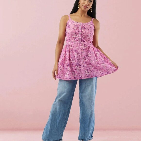 Pink Printed Short Top for Trendy Outfits | Muvvas Boutique - Picture 3 of 4